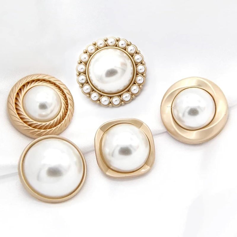 vingol 5 PCS Pearl Gold Metal Women Coat Buttons for Clothing Sweater Decoration Sewing Crafts Accessories (#7  18mm) - Image 5